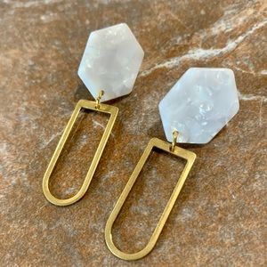 pearl + brass handmade earrings